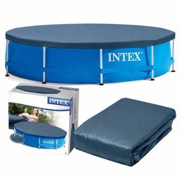 Каркасний басейн Intex 305&times;76 см 4485 л + тент 305 см в комплекті &mdash; круглий сімейний басейн із захисним накриттям для дачі та саду 240625 фото
