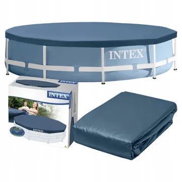 Каркасний басейн Intex 305&times;76 см 4485 л + тент 305 см в комплекті &mdash; круглий сімейний басейн із захисним накриттям для дачі та саду 240625 фото