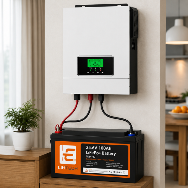Комплект резервного живлення Daxtromn 3000Вт + Lithtech TE24100 LiFePO₄ 24V 100Ah 2560Wh Bluetooth, UPS, MPPT 80A, чиста синусоїда, кабелі у подарунок 2207262 фото