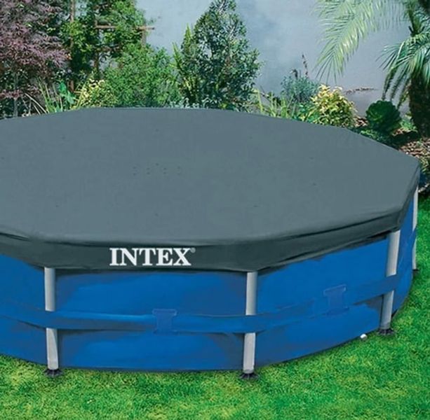 Каркасний басейн Intex 305&times;76 см 4485 л + тент 305 см в комплекті &mdash; круглий сімейний басейн із захисним накриттям для дачі та саду 240625 фото