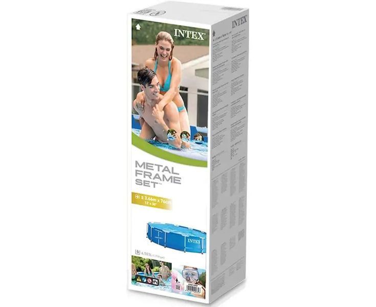 Каркасный бассейн Intex 366&times;76 см. Metal Frame Pool, круглый бассейн для дачи и двора, семейный бассейн 6503 л 1926064 фото
