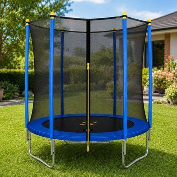 Детский батут WellActive 6 FT 183 см с защитной сеткой до 100 кг, уличный батут для дома и дачи синий 604261 фото
