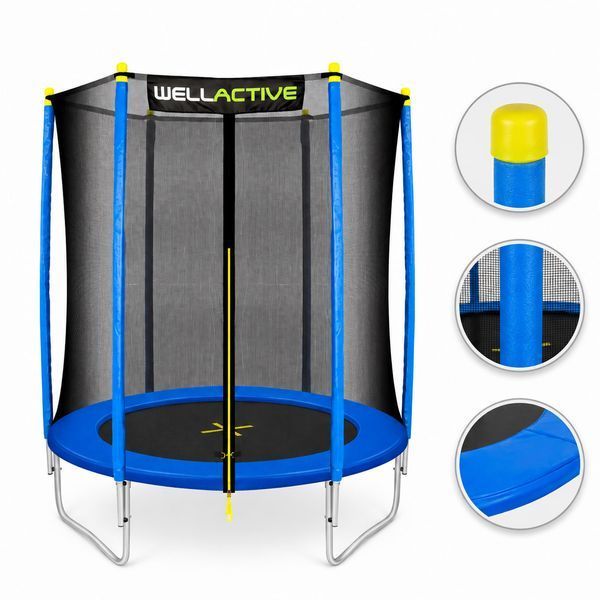 Дитячий батут WellActive 6 FT 183 см із захисною сіткою до 100 кг, вуличний батут для дому та дачі синій 604261 фото