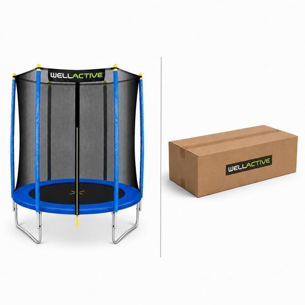 Дитячий батут WellActive 6 FT 183 см із захисною сіткою до 100 кг, вуличний батут для дому та дачі синій 604261 фото