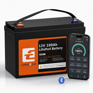 Аккумулятор LiFePO4 Lithtech TE12100 12V 100Ah 1280Wh Bluetooth, BMS 100A, для инвертора, ИБП (UPS), солнечных панелей 408261 фото