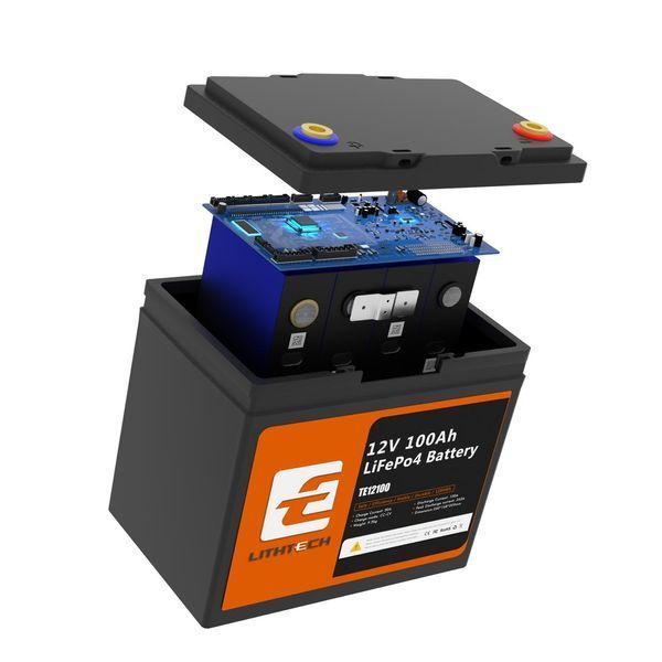 Аккумулятор LiFePO4 Lithtech TE12100 12V 100Ah 1280Wh Bluetooth, BMS 100A, для инвертора, ИБП (UPS), солнечных панелей 408261 фото
