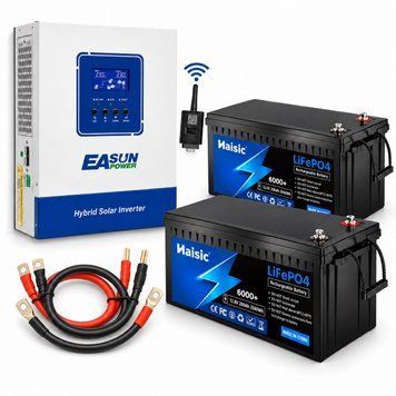 Комплект резервного живлення EASUN POWER 4 кВт 24В Wi-Fi + 2 АКБ Haisic LiFePO4 12.8V 200Ah, 5.12 кВт&middot;год 1609226 фото