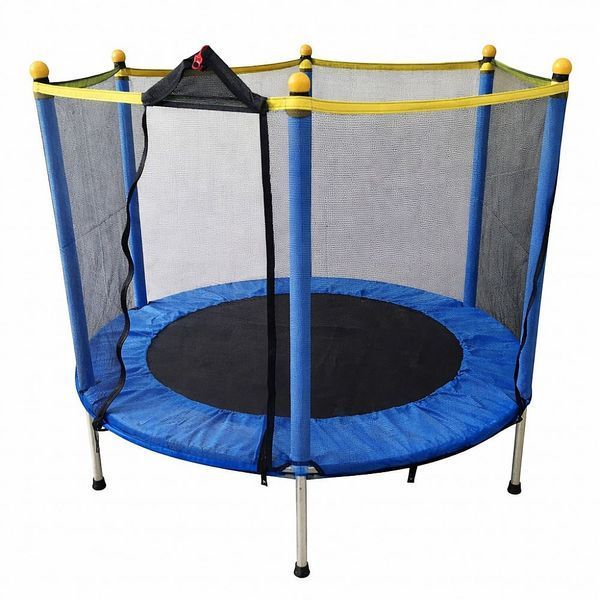 Детский батут Fitonix 140 см SafeJump с защитной сеткой и 6 ножками, синий, усиленный батут для детей 0503263 фото