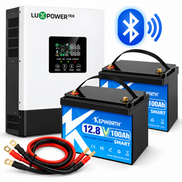 Комплект резервного живлення LUXPOWER GETA 3,6 кВт 24В + 2&times; LiFePO4 Kepworth 12,8В 100А&middot;год, 2,56 кВт&middot;год, Bluetooth, MPPT, Wi-Fi, підмішування, чиста синусоїда, ДБЖ (UPS) 1410262 фото