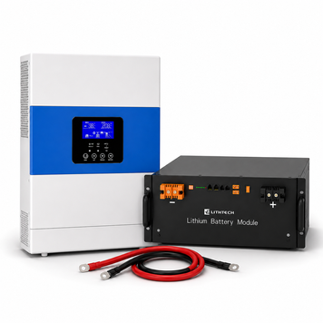 Комплект: 6.5 кВА + 5.12 кВт Гібридний інвертор Daxtromn та акумулятор LITHTECH TB4000X,  резервне живлення, ДБЖ 3004264 фото
