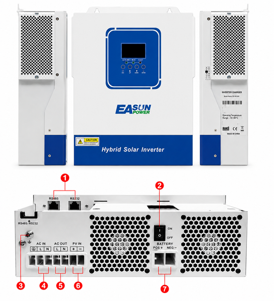 Гібридний інвертор EASUN POWER 2,2 кВт 12В з Wi-Fi та MPPT, чиста синусоїда, сонячний інвертор ISolar-SMG-II-2KW 1008261 фото