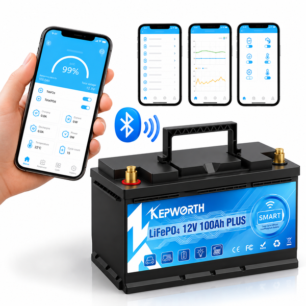 Акумулятор Kepworth LiFePO4 12,8В 100А&middot;год 1280Вт&middot;год із зарядним пристроєм, Smart BMS, Bluetooth, для ДБЖ (UPS), резервного живлення будинку 1410263 фото