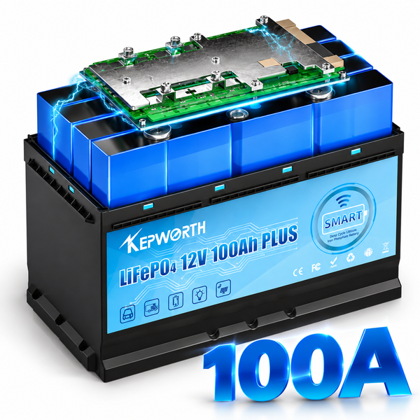 Акумулятор Kepworth LiFePO4 12,8В 100А&middot;год 1280Вт&middot;год із зарядним пристроєм, Smart BMS, Bluetooth, для ДБЖ (UPS), резервного живлення будинку 1410263 фото