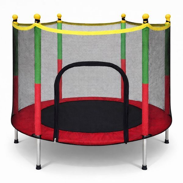 Детский батут Fitonix 140 см SafeJump с защитной сеткой и 6 ножками, красный, усиленный батут для детей 0503265 фото