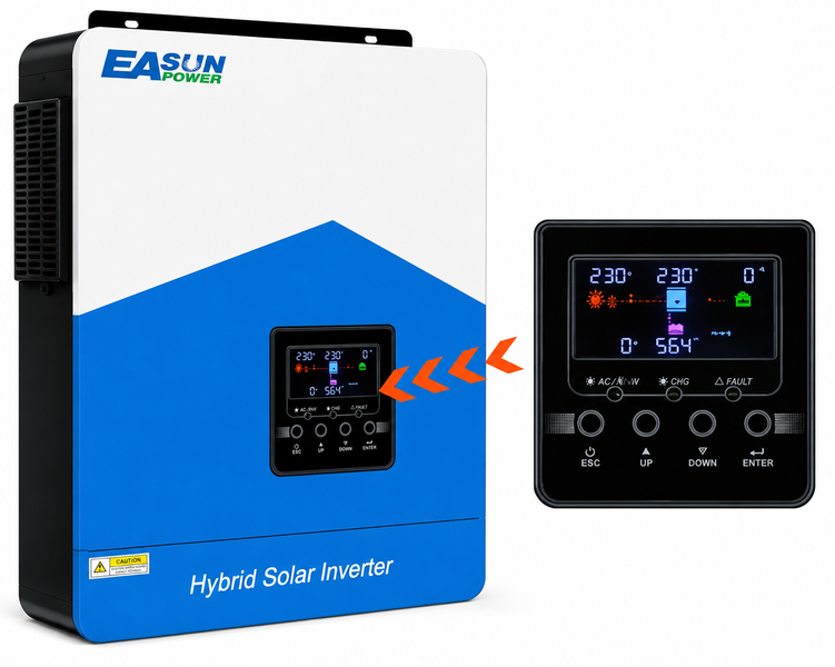 Гібридний сонячний інвертор EASUN POWER 3.2 кВт 24В, Wi-Fi, MPPT 80А, чиста синусоїда, ISolar-SMH-II-3.2KW 1002262 фото