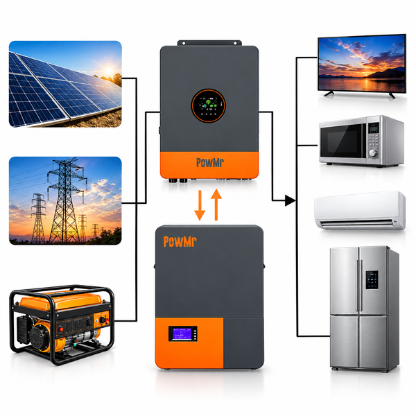 Гибридный солнечный инвертор PowMr POW-HVM6.5K-48V-E 6500 Вт 48В, MPPT 120А, чистая синусоида, зарядное устройство, ИБП (UPS) 1610261 фото