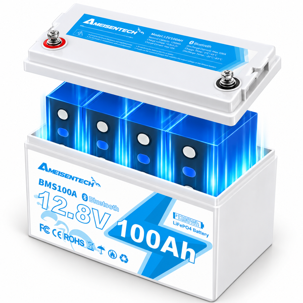 Акумулятор LiFePO4 Ameisentech A121BT 12,8 В 100 А&middot;год 1280 Вт&middot;год, Bluetooth, BMS 100 А, для інвертора та ДБЖ 1910261 фото