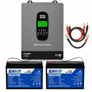 Комплект резервного живлення 3.3 кВт Datouboss 24В + 2&times; LiFePO4 EASUN POWER 12V 100Ah 2,56 кВт&middot;год, для дому, квартири, котла та ДБЖ 1108262 фото