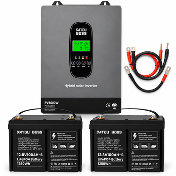 Комплект резервного живлення DATOUBOSS 3,3 кВт 24В + 2 АКБ DATOUBOSS LiFePO4 12.8V 100Ah, 2,56 кВт&middot;год, для дому 1108262 фото