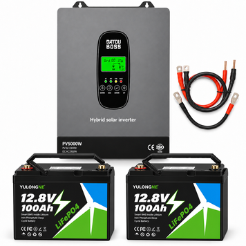 Комплект резервного живлення DATOUBOSS 3,3 кВт 24В + 2 АКБ YULONGNE LiFePO4 12.8V 100Ah, 2,56 кВт&middot;год, для дому та сонячних панелей 1108262 фото