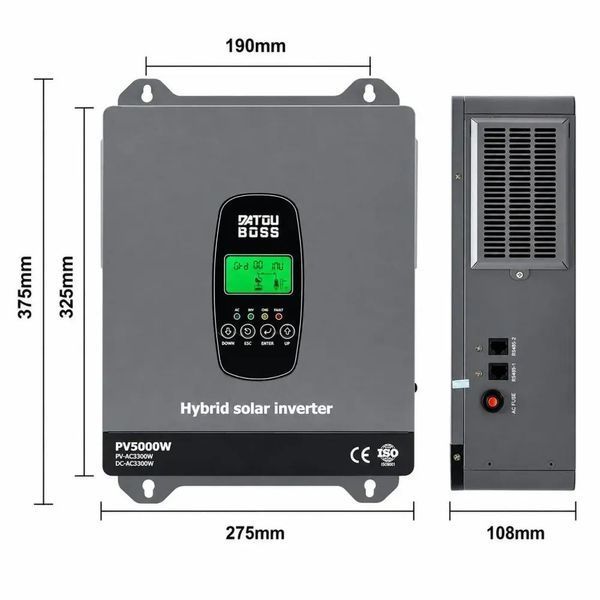 Комплект резервного живлення 3.3 кВт Datouboss 24В + 2&times; LiFePO4 EASUN POWER 12V 100Ah 2,56 кВт&middot;год, для дому, квартири, котла та ДБЖ 1108262 фото