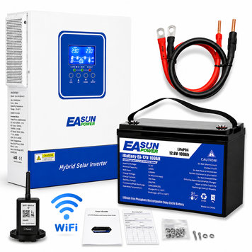 Комплект резервного живлення 1,28 кВт&middot;год EASUN POWER: інвертор 2 кВт 12В Wi-Fi + LiFePO4 100Ah, для дому, квартири та котла 1108263 фото