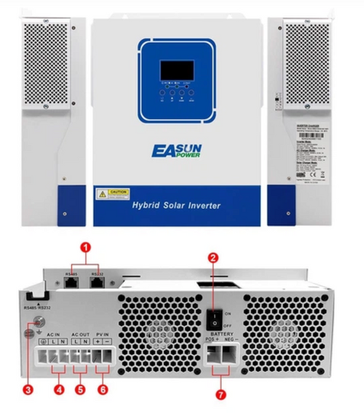 Комплект резервного живлення 1,28 кВт&middot;год EASUN POWER: інвертор 2 кВт 12В Wi-Fi + LiFePO4 100Ah, для дому, квартири та котла 1108263 фото