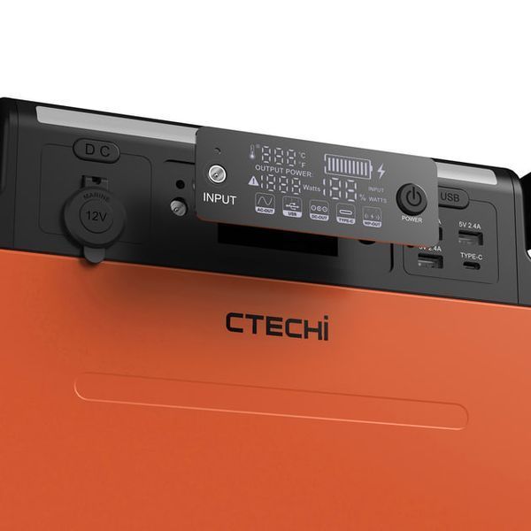 Портативна зарядна станція CTECHi GT1500Вт, 2400 Вт, LiFePO4, чиста синусоїда, BMS, для котла, будинку, подорожей 810241 фото