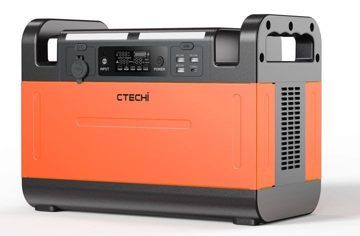 Портативна зарядна станція CTECHi GT1500Вт, 2400 Вт, LiFePO4, чиста синусоїда, BMS, для котла, будинку, подорожей 810241 фото