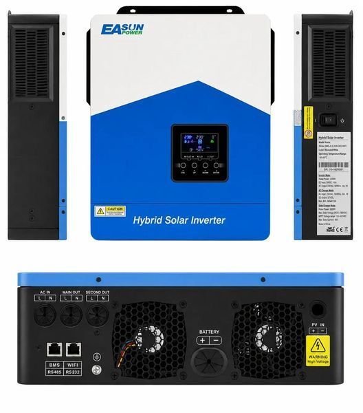 Комплект резервного живлення EASUN POWER 3.2 кВт 24В + 2&times; LiFePO4 100Ah 2.56 кВт&middot;год, Wi-Fi, MPPT, для дому та квартири 1108264 фото