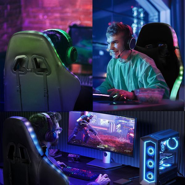 Кресло игровое ProGame GX-150 RGB с регулировкой наклона, нагрузка 130 кг, экокожа для геймеров и офиса 7112512 фото