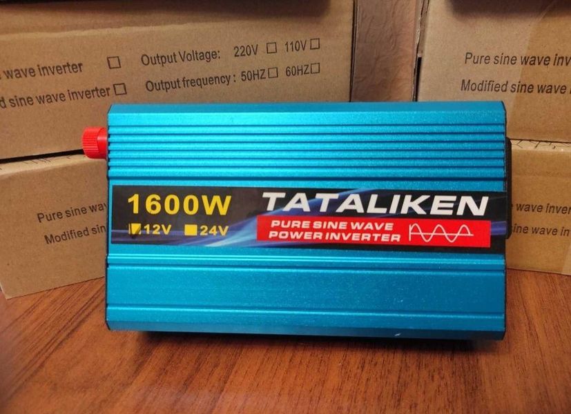 Інвертор для котла 12V-220V Tataliken EU, 1600W, перетворявач напруги, чиста синусоїда 1737623065 фото