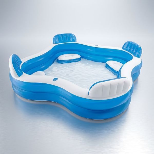 Надувной семейный бассейн Intex Swim Center 56475 229&times;229&times;66 см, 990 л &mdash; квадратный бассейн с сиденьями 0307261 фото