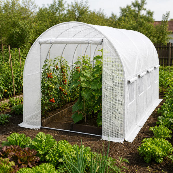 Теплица Garden 10 м&sup2; (2,5&times;4 м) белая, усиленная, парник с окнами (8 шт.), армированная плёнка 3 слоя, для дачи и огорода 404262 фото