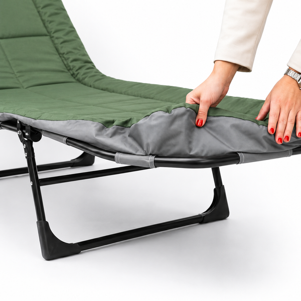 Шезлонг-раскладушка с матрасом 200&times;64 см до 150 кг, складная раскладная кровать для дома, с регулируемой спинкой, хаки 1806262 фото