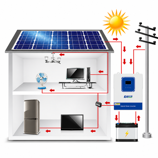 Комплект резервного живлення EASUN POWER 4 кВт 24В + 2 шт LiFePO4 EASUN POWER 12В 100A 2,56 кВт&middot;год, Wi-Fi, MPPT 120A + кабелі в подарунок 2108261 фото