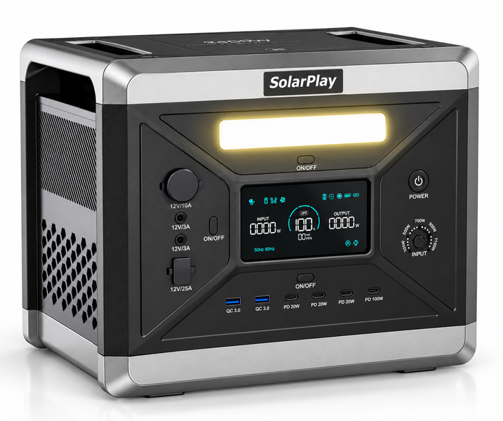 Портативна зарядна станція SolarPlay Q2501 2400Вт 2160Вт&middot;год LiFePO4, ДБЖ UPS, для дому та котла 2309262 фото
