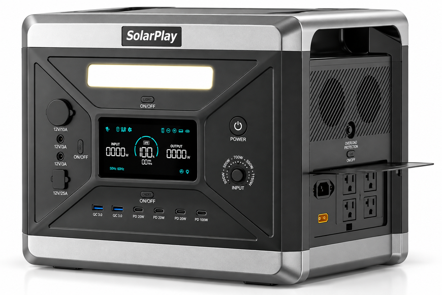 Портативна зарядна станція SolarPlay Q2501 2400Вт 2160Вт&middot;год LiFePO4, ДБЖ UPS, для дому та котла 2309262 фото