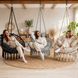 Подвесное кресло-качалка + 2 мягкие подушки в комплекте, Boho XL 80 см макраме до 150 кг, бежевое/кремовое/Grey плетеное, для дома, сада, балкона 230426129 фото 1