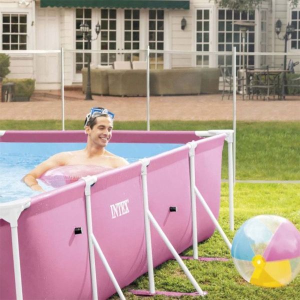 Каркасный бассейн Intex 28266 Pink Rectangular Frame Pool 220&times;150&times;60 см, 1662 л, прямоугольный розовый бассейн для дачи, двора и детей 706261 фото