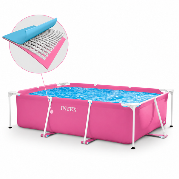 Каркасный бассейн Intex 28266 Pink Rectangular Frame Pool 220&times;150&times;60 см, 1662 л, прямоугольный розовый бассейн для дачи, двора и детей 706261 фото