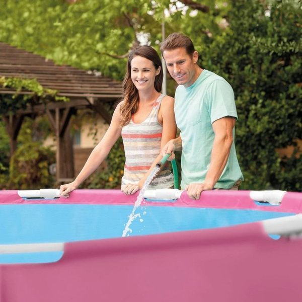 Каркасный бассейн Intex 28266 Pink Rectangular Frame Pool 220&times;150&times;60 см, 1662 л, прямоугольный розовый бассейн для дачи, двора и детей 706261 фото