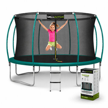 Батут WellActive 374 см (12 FT) до 150 кг з внутрішньою захисною сіткою, драбинкою та посиленим каркасом 706262 фото