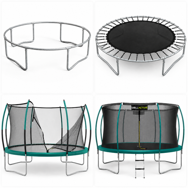 Батут WellActive 374 см (12 FT) до 150 кг з внутрішньою захисною сіткою, драбинкою та посиленим каркасом 706262 фото