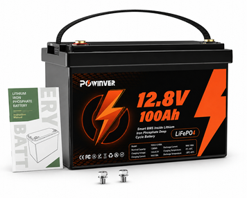 Акумулятор Powinver 12.8V 100Ah, BMS 100A, LiFePO4 для інвертора, сонячної електростанції, UPS (ДБЖ) та резервного живлення 2408261 фото