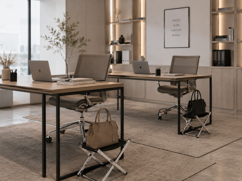 Складная напольная подставка для сумки черная BAG STAND Premium Oxford 600D для салона красоты, парикмахерской, маникюра и офиса 1205261 фото
