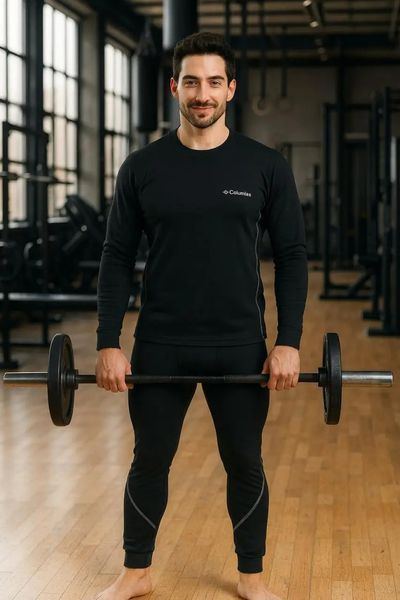 Комплект зимнего мужского термобелье на флисе, черное, спортивное, теплое, S&ndash;4XL, до -25 градусов 2409251 фото
