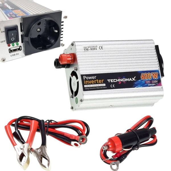 Інвертор TechnomaX 600w, перетворювач напруги з апроксимованою синусоїдою 12V-220V/50гц AIW 301020233 фото