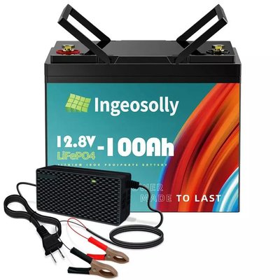 Аккумулятор LiFePo4 Ingeosolly 12V 24V 100Ah 200Ah BMS з модулем BMS та LCD дисплеєм, літій-залізо-фосфатний 2407241 фото