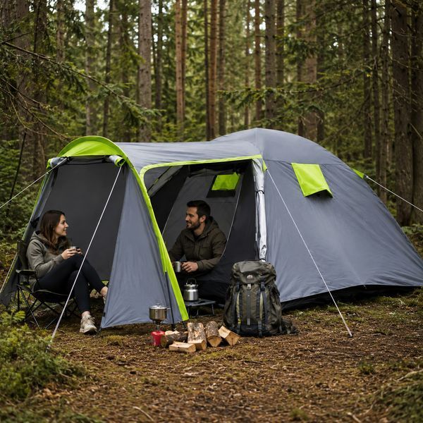Комплект: туристическая палатка Pro Camp 4-местный с тамбуром + 2 надувных коврика Air Mat 190&times;60 см 1806265 фото